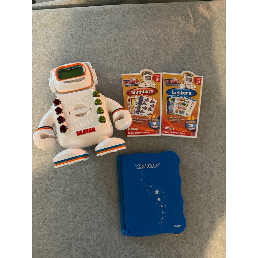 Playskool Alphie Robot with Booster Packs & VTech V.Reader Learning Toy Bundle